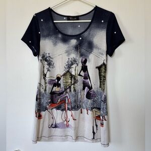 🎉4/30$🎉 Bali Vintage Artistic Print Tee - Fits Size Medium